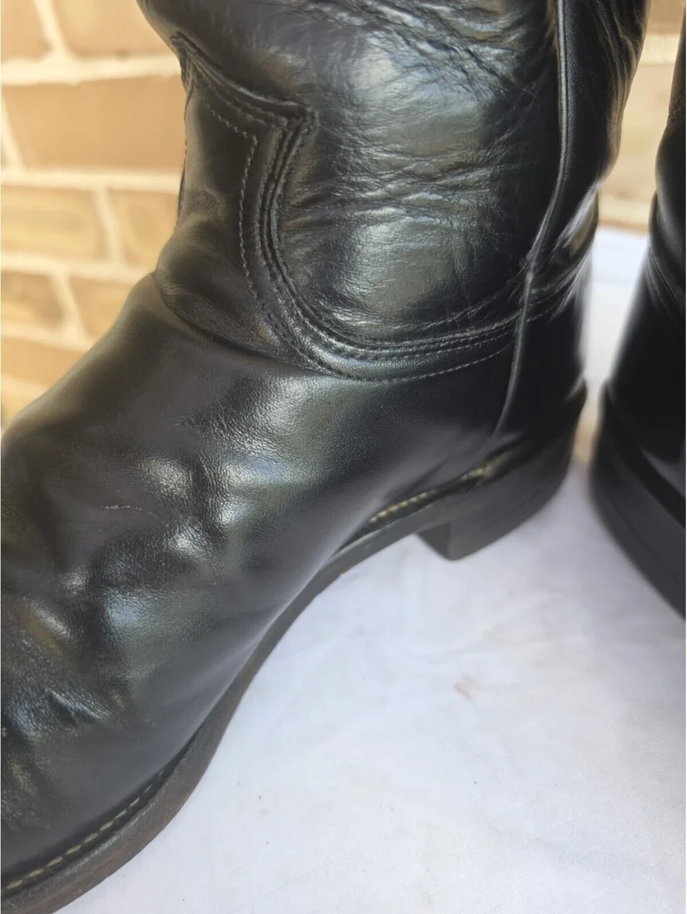 Vintage Justin Roper Boots Mens 10.5 D Black Leather Cowboy Western USA 3133